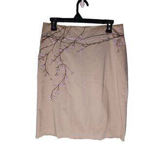 Womens Pencil Skirt Size 6 Green Floral Cottagecore Fairy Grunge Embroidered